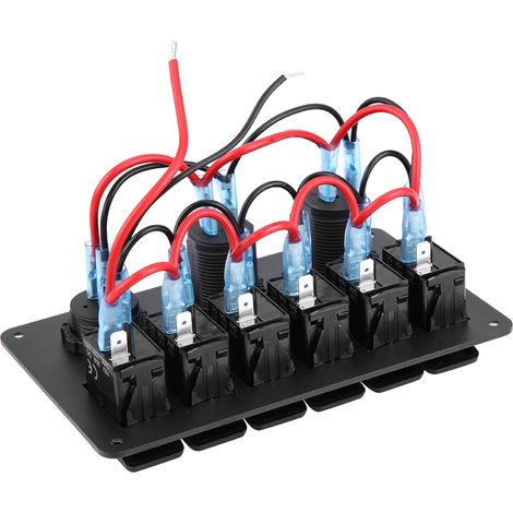 Panneau de Commande LED 6 Interrupteurs Bateau Voiture 12V 24V avec Double USB Voltmètre et Allume-Cigare Vert (1/5)