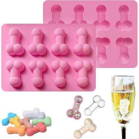 Lot de 2 moules à chocolat en silicone amusants, moules à glaçons 3D originaux pour bonbons et chocolats, moule antiadhésif pour glaçons et gelées, idéal pour les fêtes d'anniversaire. (1/3)
