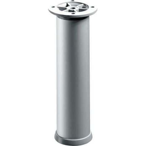 Hettich – Pied de meuble cylindrique réglable en acier mat gris – Hauteur 20-23 cm – Charge 200 kg – Fixation à visser