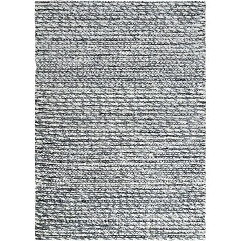 LATONIE - Tapis en laine et viscose gris clair 160x230 (1/5)