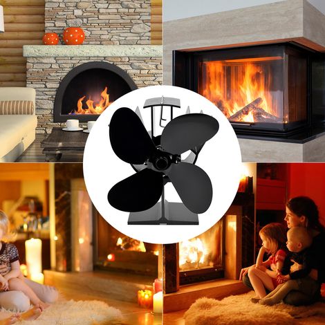 Ventilateur de poêle à chaleur à 4 pales, ventilateurs de cheminée thermodynamiques pour brûleur à bûches à bois, Distribution silencieuse et écologique (1/5)