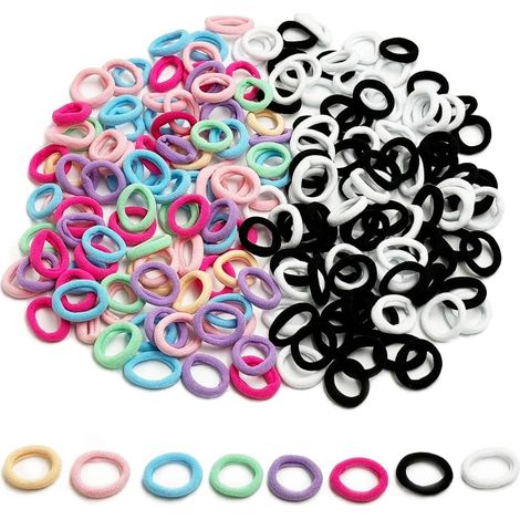 200 Pièces Elastique Cheveux Fille - Petits Bandeaux Élastiques Chouchous Bandes de Cheveux Multicolores pour Filles Bébé Enfants (1/5)