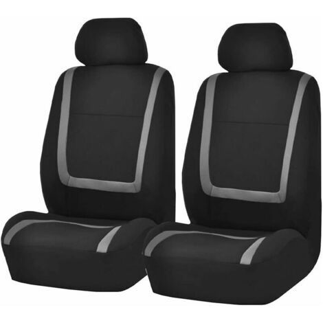 Juego de fundas universales para asientos de coche, fundas universales para conductor y pasajero, accesorios de personalización interior (gris) (1/4)