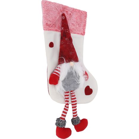 Weihnachtsschmuck, Weihnachtsschmuck mit Beinen, Plüschfigur eines gesichtslosen alten Mannes im tiefen Wald, weiße Weihnachtsstrümpfe (1/5)