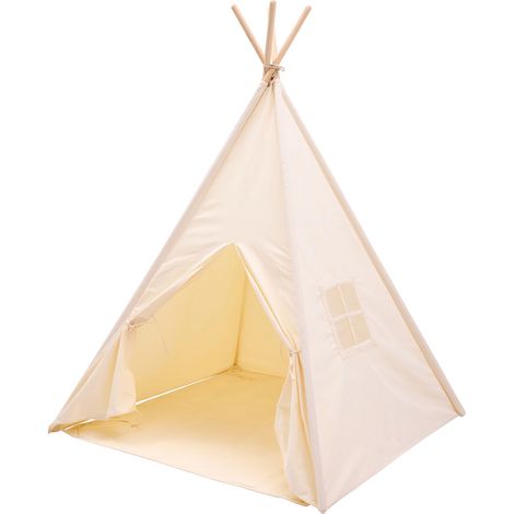 Sunny Vera Tente Tipi Chambre Enfant, Crème  Coton Naturel  Tente De Jeu Avec Tapis De Sol Inclus  Dimensions 110 X 110 X 160 Cm  A Partir De 3 Ans