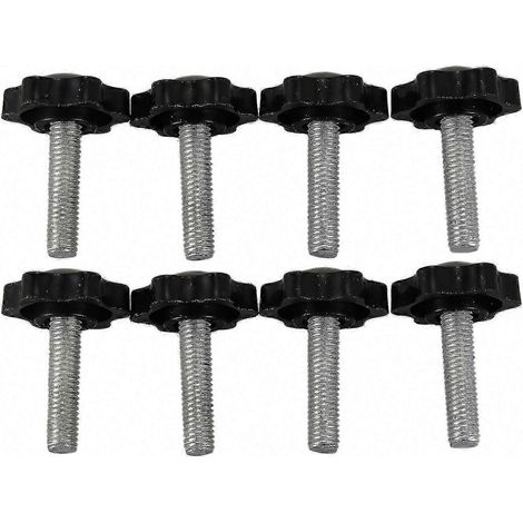 8 schwarze, gerändelte M8 x 30 mm Sterngriffe, Sternschrauben (Außengewinde) als Ersatzteile, 8-teiliges Klemmknopf-Set