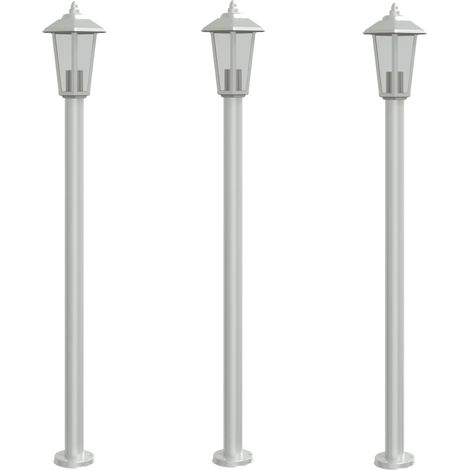 Lampade da terra per esterno 3 pz argento 120 cm acciaio inox Argento 020042557