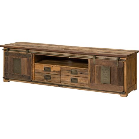 TV-Board Mango / Altholz natur lackiert 200x55x55 cm montiert RAILWAY LIMITED 148 (1/4)