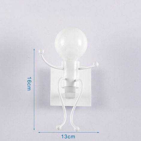 Applique murale créative intérieur rétro méchant applique en métal Art déco lampes E27 lampe de chevet personnalisée couloir intérieur allée lampe salle à manger chambre étude led applique 1613cm blan