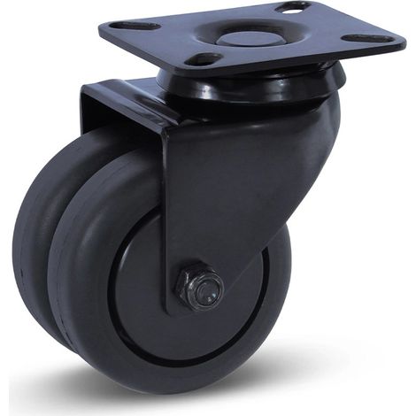 Roulette double - MESO - Noire - Platine - 75mm - 150kg