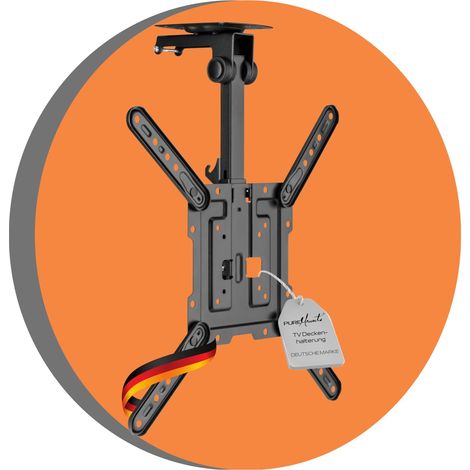 Support TV pour Plafond, adapté aux téléviseurs 23-55 Pouces, Pliable, réglable en Hauteur, pivotant, inclinable, jusqu'à VESA 400x400, Noir (1/5)