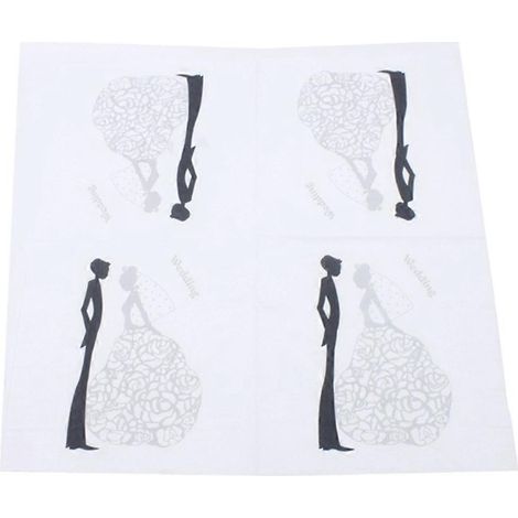 Serviettes de table imprimées « Mariés » (40 pièces) – Idéales pour les mariages et les fêtes. (1/5)
