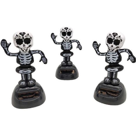 3-teiliges Set Auto-Dekorationen mit Solar-Skelett-Motiv für Halloween