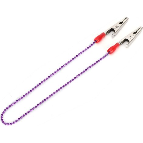 Lot de 5 pinces à bavoirs et porte-serviettes dentaires avec chaînette à billes en acier flexible, fournitures dentaires, violet (1/5)