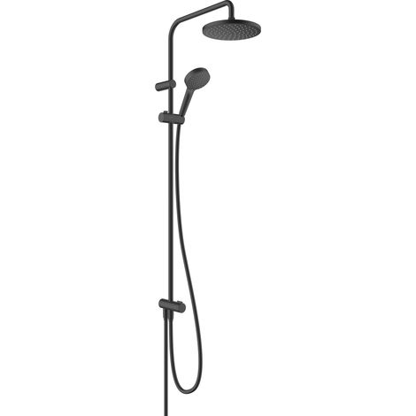 Hansgrohe – Colonne de douche Showerpipe 200 Reno noir mat – Pommeau 205mm Rain – Douche à main Vario 100mm – Débit 12,4 l/min – 26272670