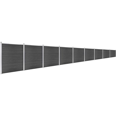 Clôture WPC/Ensemble de Panneau de Clôture,Barrière de jardin 1564x186 cm Noir -20816 (1/5)