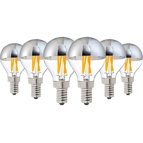 Lot de 6 4W Ampoule LED G45 Edison 40W équivalent Demi-Chrome Argent Pointes Ampoules à Filament LED Vintage à intensité Variable E27 culot Blanc Chaud 2700K Ampoules Globe décoratives Del (1/5)