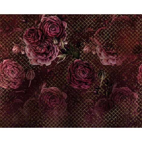 Papier peint panoramique romantique,vintage & retro Rouge Intense (1/4)