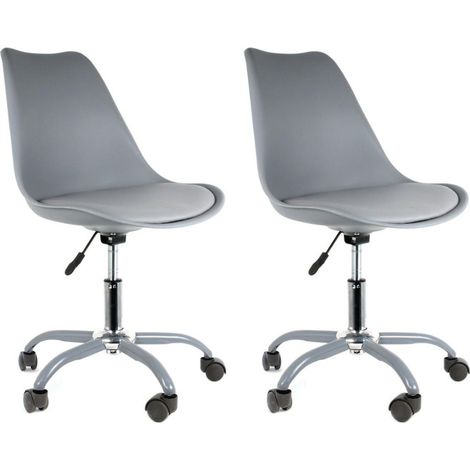 Lot de 2 Chaises à Roulettes "Kiruna" 92cm Gris (1/5)