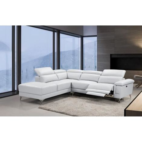 Canapé d'angle relax en cuir de Buffle Alessandro - Blanc Angle droit