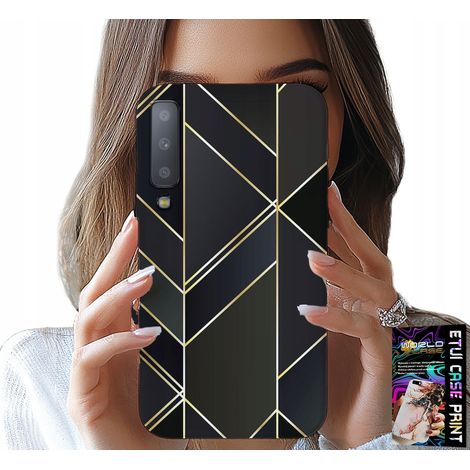 Custodia per Samsung A7 2018 - cornice dorata, motivi eleganti + vetro (1/5)