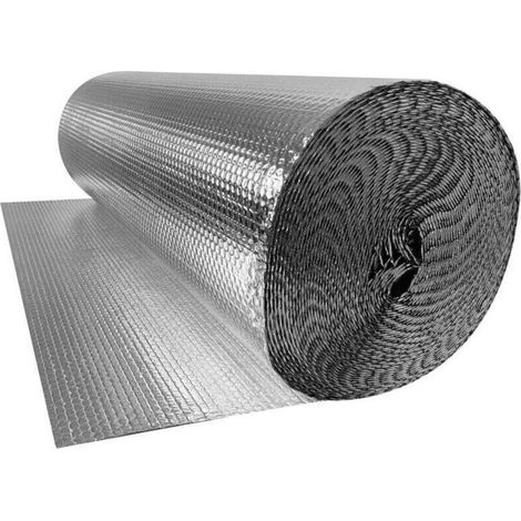 Film isolant conducteur thermique pour toitures et murs, double film à bulles d'aluminium, coton isolant, 5 m x 1 m