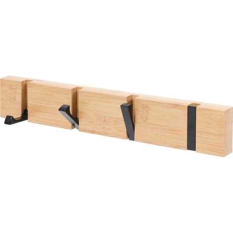 Porte-manteau mural avec crochets pliables – un organisateur d'entrée moderne en bois, parfait pour les manteaux (4 crochets