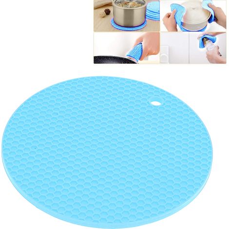 Tapis de table rond en silicone épais de qualité alimentaire, isolant pour four à micro-ondes, bleu (1/5)