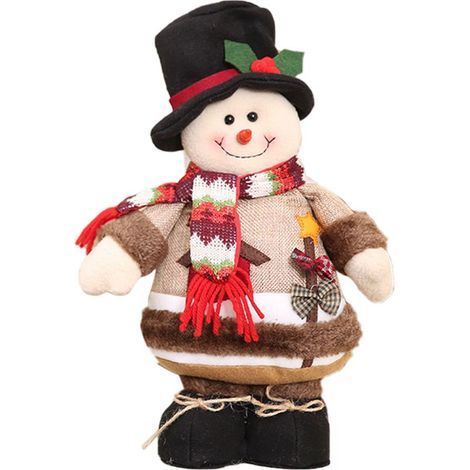 Décoration de sapin de Noël avec poupées, rennes, bonhommes de neige et Père Noël, figurines debout, ornements de Noël et de Nouvel An (1/5)