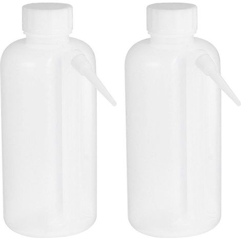 Lot de 2 flacons lave-linge en plastique, flacons portables à large ouverture et à pression, 500 ml-17.5x7.5cm-White