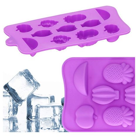 Foremka elastica in silicone per 11 cubetti di ghiaccio a forma di frutta. (1/5)