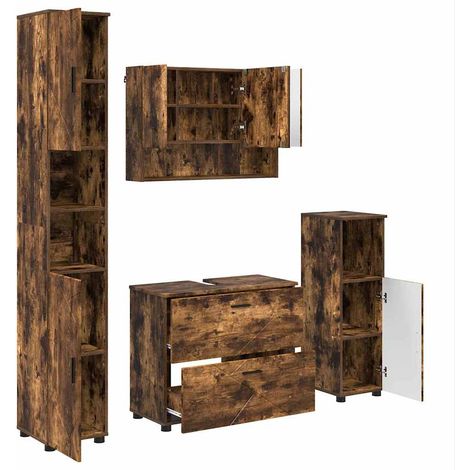 Juego de muebles de baño 4 uds. Roble ahumado 35 x 30 x 192 cm vidaXL (1/5)