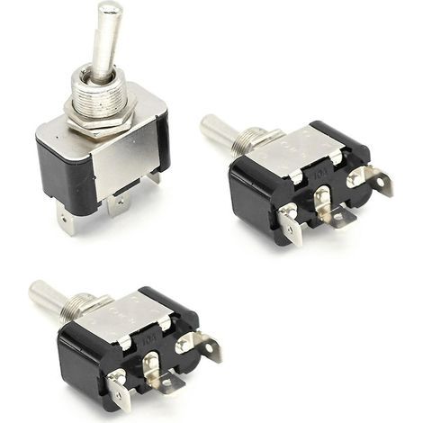 Packung mit 3 robusten SPST-Miniatur-Ein/Aus-Schaltern, 10 A, 3 Pins (1/4)