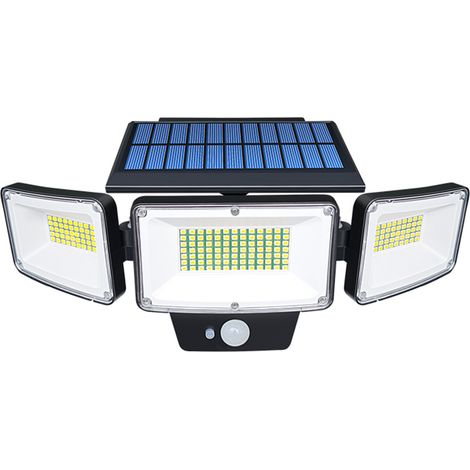 Toivize 3-flammige LED-Solarwandleuchte mit hoher Helligkeit, Bewegungsmelder, IP65 wasserdicht, mattschwarzes polykristallines Panel, für den Außenbereich und Garten (1/3)