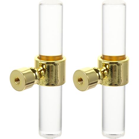 Boutons de Porte en Acrylique Transparent Doré 2 Pièces, Poignées pour Armoires et Tiroirs, Adaptées Cuisine Moderne et Salle de Bain (1/5)
