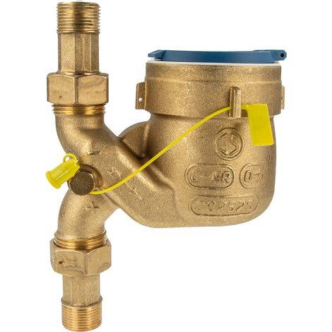 Fallrohr Hauswasserzähler Kombi-Set, Baulänge 105 mm, inkl Verschraubungen 1 Zoll x 3/4 Zoll AG, Messing (1/5)