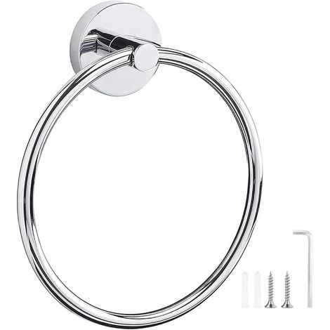 Towel Rack, Towel Ring, Wall Mounted 304 Stainless Steel Towel Ring, Round Towel Holder for Bathroom, Kitchen
