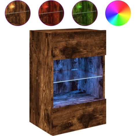 Maison Exclusive - TV-Wandschrank mit LED-Leuchten Räuchereiche 4