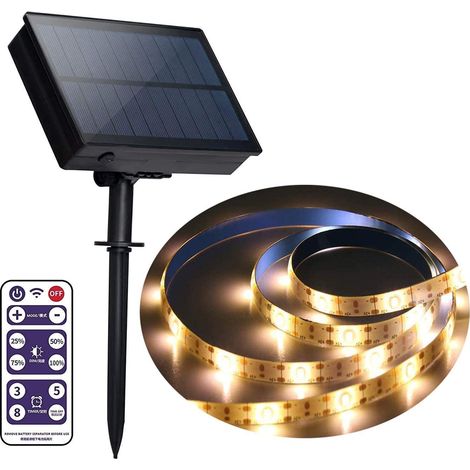 Guirlande lumineuse LED extérieure avec cellules solaires, 8 modes, alimentée à l'énergie solaire, flexible et étanche.