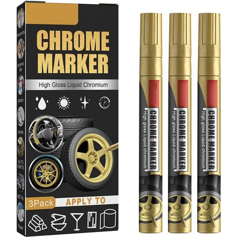 Stylo anti-rayures pour peinture de réparation automobile, 3 pièces, marqueur de chrome liquide à haute brillance, Chrome.. (1/5)