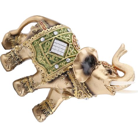 Statue d'éléphant vert Feng Shui porte-bonheur, sculpture, figurine de richesse, cadeau, décoration intérieure (L) (1/5)