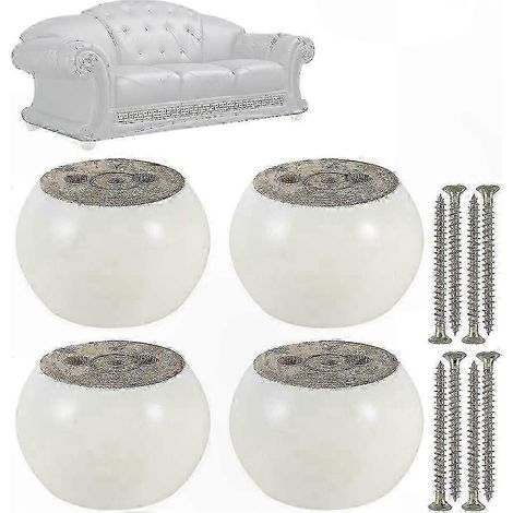 Lot de 4 pieds de meubles ronds en eucalyptus noir de 50 mm, adaptés aux canapés, lits, fauteuils et armoires (blanc). (1/5)