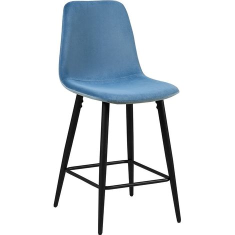 Sedia da bancone in velluto BOYLD, colore blu chiaro