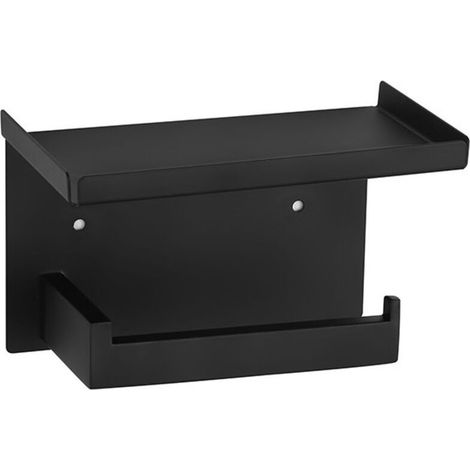 Distributeur papier WC avec étagère noir mat (1/5)