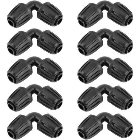 Lot de 10 adaptateurs coudés pour irrigation goutte à goutte. connecteur coudé pour tuyau d'arrosage de 16 mm. connecteur coudé universel. accessoires d'irrigation agricole (1/4)