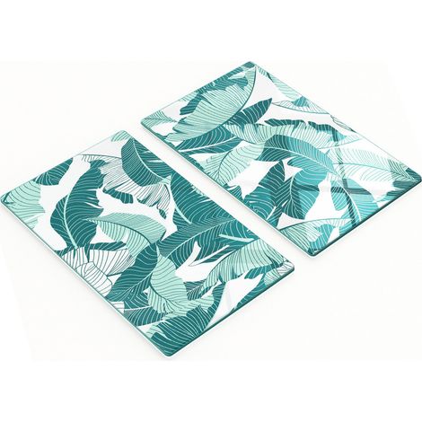 Tableros de vidrio decorativos multifuncionales con estampado de palmeras, 2x30x52 cm.