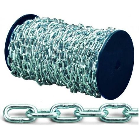 VIGOR-BLINKY 8011779400573 Catena Genovese Commerciale Zincata Acciaio Zincocromato Diametro 6.5 mm Lunghezza 25 Metri colore Argento