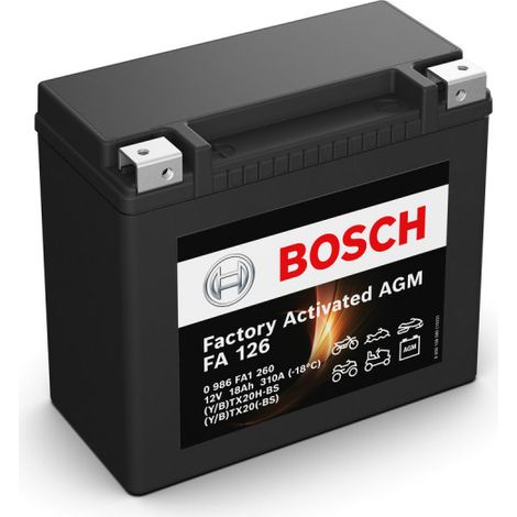 Batterie moto Bosch FA126 YTX20H-BS YTX20-BS 12V 18AH 310A (1/4)