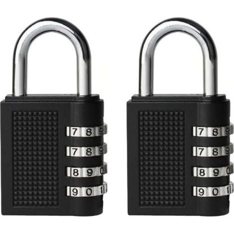 Pack (black) combination locks for school locker toolbox, 4-digit resettable code, outdoor locker lock, YMYNY (1/4)