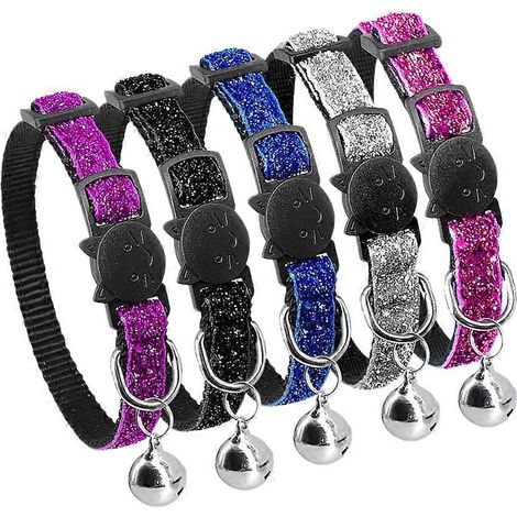 Collar para gato de nailon brillante con cierre rápido y hebilla de seguridad (juego de 10 piezas) (1/5)